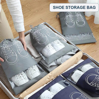 Pack of 6 - Travel Shoes Storage bag with clear window